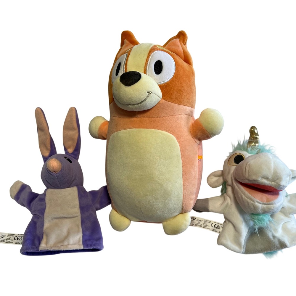 Bluey Bingo Squishmallows HugMees Plush and Bob Bilby Unicorse Hand Puppet lot